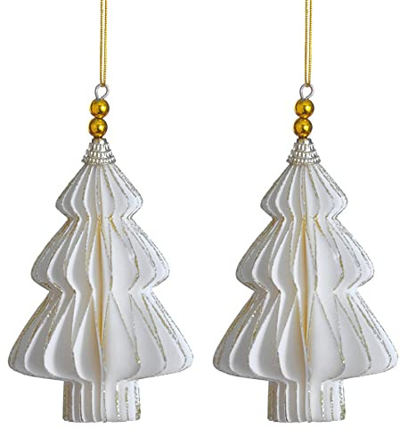Weihnachtsdeko Baumschmuck -Ornary- 2er-Set Papier 15x17cm Weiss-Gold