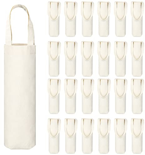 Hoolerry Weintasche aus Segeltuch mit Griff, Sublimationsdruck, blanko, Geschenktasche, wiederverwendbar, waschbar, 24 Stück