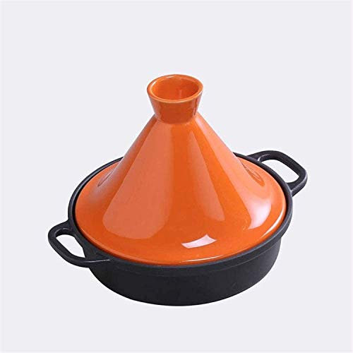 Casserole Dishes with Lids Soup Casserole Taji Pot Cast Iron Enamel Pot Pan Frying Pan Kitchen Cooking Utensils (Orange)