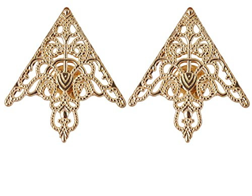 COMSY Broschen Zubehör Palace Retro Hohlmuster Hemdkragen Brosche Schnalle Winkel Dreieck für Anzug Hemdkragen Pin Tipps Kleid Dekoration Teile,Gold