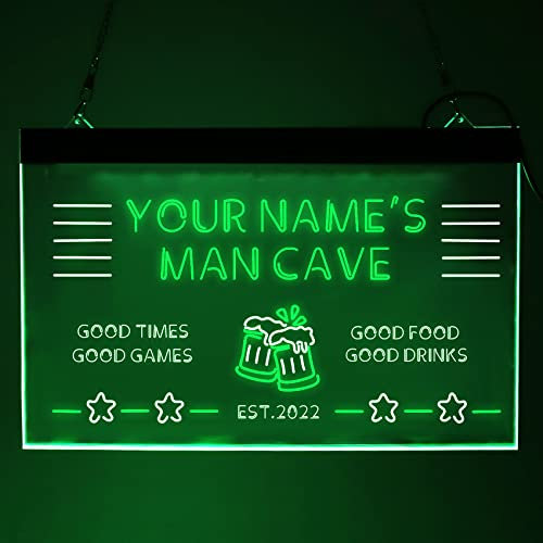 zouwii Man Cave Neon Schild, personalisiertes Man Cave Schild, Man Cave Bar LED Schild, individuelles Man Cave Schild, Man Cave Neonlicht, Man Cave Leuchtschild