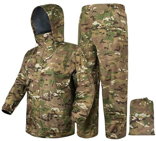 LOOGU Men's Rain Suit - Rain Gear for Men Waterproof, Lightweight Rain Coat, Breathable Mens Rain Jackets Hood and Pants