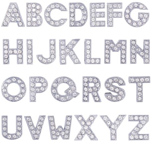 SUNNYCLUE 1 Scatola 52 Pezzi Perline con Strass Perline Lettera Dell'Alfabeto Strass Lettera Ciondoli Lucidi AZ Alfabeto Ciondoli Cursore Distanziatore Sfuse per Creaz