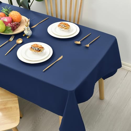 Hiasan Rektangulär vaxduk vaxduk pappersrulle fläckbeständig bordsduk plastduk födelsedag soffbord för matsal, trädgård, bröllopsfest eller hem, 140 x 220 cm, mörkblå