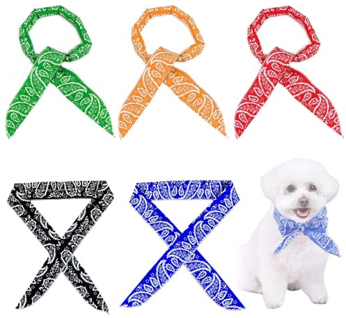 ZEACCT 5 Pièces de Bandana de Refroidissement pour Chiens, de Foulard Respirant pour Animaux de Compagnie, de Collier de Glace pour Chiens et Chats, Fournitures Adaptées pour Les Températures Elevées