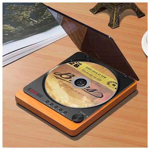 SUZLAZYR Reproductor de CD Retro portátil con Bluetooth, Reproductor de música DE Alta FIDELIDAD con Cuerpo de Madera, Admite conexión Bluetooth/USB/Fibra óptica/Salida de Auriculares de 3,5 mm