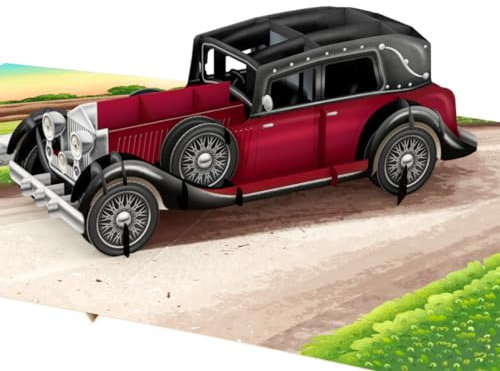 Three Dee Cards - Vintage Auto 3D Pop Up Grußkarte für Ihn - Ideal für Papa Vatertag Männer Jahrestag Ehemann Klassiker Enthusiasten und Opa Retro Geburtstag Sohn im Schwiegersohn Bruder Pop Up