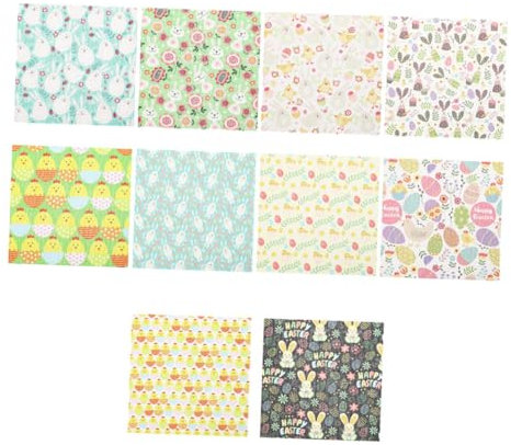 Operitacx 10stücke Teiliges Ostern Baumwollstoff Eier Und Hasenmotiven Für Bastelprojekte Langlebig Und Farbecht Für Taschen Kissen Und Mehr