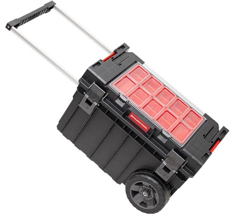Toolbrothers RHINO XXL Trolley ECO Handling+ 44 l IP66 Werkzeugkiste mit Laufrädern auf Metallachse und Doppelteleskopgriff
