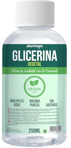 PLANTAWA Glicerina Vegetal Líquida 250 ml | Pureza 99,5% | Glicerina Líquida para Jabones, Cremas y Cosmética Casera | Glicerina Vegetal para Secar Flores | Ingrediente Transparente Multiuso
