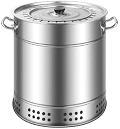 Fumeur Baril de charbon de bois for barbecue, poêle suspendu for barbecue, baril en maille en acier inoxydable avec 20 brochettes de Kabob, panier à griller roulant, support de barbecue de camping for