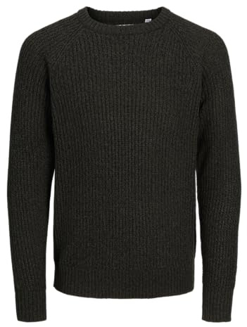 JACK & JONES Jjjones Knit Crew Neck Maglione Lavorato a Maglia, Rosina/Dettagli: Twisted W. Nero, S Uomo