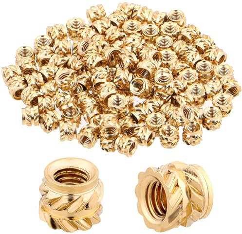 Jeffdad 100 inserti filettati con stampa 3D, dado di pressatura M3 x 4 x 5 mm, dado di inserimento in ottone, dadi M3, pressione 3D, filettatura interna, dadi in ottone zigrinati per parti di