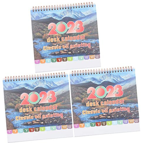 3 Stück 2023 2023 Kalender 2023 Tischkalender Tischkalender 2023 Jahr des Kaninchens Kalender 2023 Tischkalender Dekorativer Planer Kalender Englisch Kleines Büro Elektrischer Draht Papier charitable