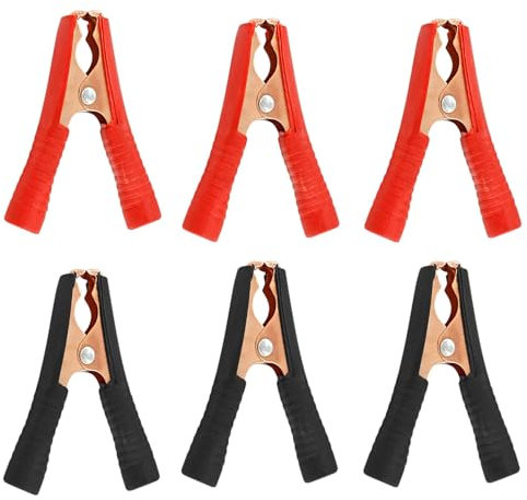 Beiyan 6 Stück Krokodilklemmen, 200A Starthilfekabel mit Isoliermantel, Rot und Schwarz