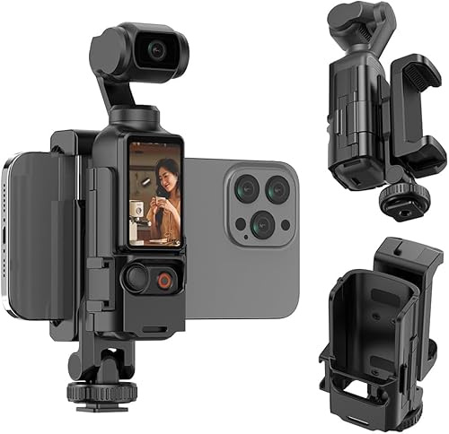 VIDIFY Phone Holder for DJI Osmo Pocket 3, Phone Mount Bracket for DJI Osmo Pocket 3, Teleprompter Stand Expansion Protective Case with 1/4 Thread Hole Used with Tripod and Extension Pole