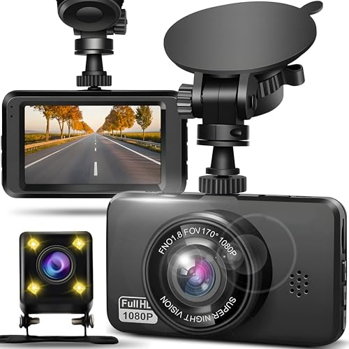 Retoo Cámara de salpicadero para Coche, Compatible con Tarjeta MicroSD, monitorización de Aparcamiento, detección de Movimiento, Monitor de Aparcamiento, micrófono y Altavoz, Interfaz USB y HDMI,