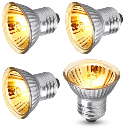 Akynite E27 50W Reptile Heat Lamp Bulb Dimmable, UVA UVB Full Spectrum Basking Bulbs, Heating Emitter E27 Heat Lamp Sunbathe Bulbs for Turtle Lizards Reptile Snake Aquarium Chameleon, 4 Pack