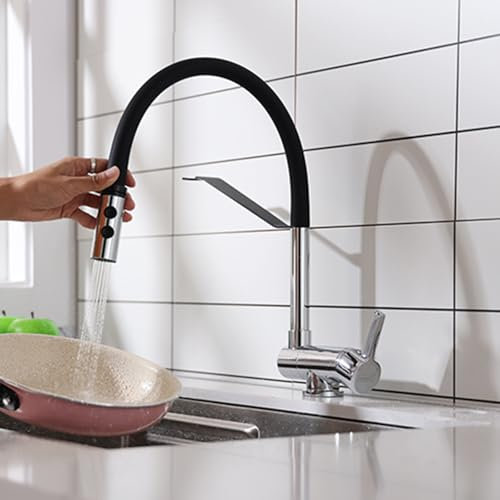 XJTNLB Vorfenster Küchenarmatur Klappbar Ausziehbar Chrom Wasserhahn Küche Kippbar Küchenamatur Heißes und Kaltes Wasser