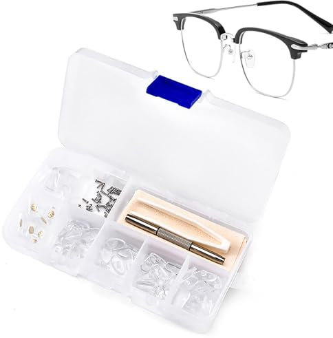 iCovalescent 30 Paia Naselli per Occhiali, Cuscinetti Nasali Avvitabili per Occhiali in Silicone, Include Viti, Cacciavite Multifunzione, Pinzette e Panni per la Pulizia