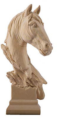 OJKJGY Figurine Tier Statue Ornamente Zypresse Holz Pferd Kopf Skulptur Holz Carving Tier Statue