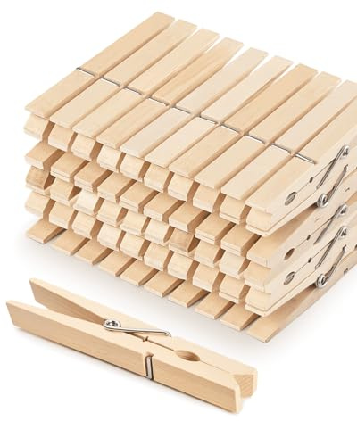 Clothes Pins Wooden Clothespins, Heavy Duty Outdoor Large Pegs 3.55 Inch 50 Pack, Clothing Hanging Laundry Close Pin Chip Clips Cheer Pins for Bags Photo Picture Artwork Crafts Display
