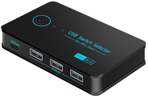 Booso Sélecteur USB 2 Ordinateurs Commutateur Kvm Sélecteur de Commutateur USB 3.0 4 Ports (3USB3.0 + 1 USB-C) Hub Partager Périphériques Imprimante Scanner