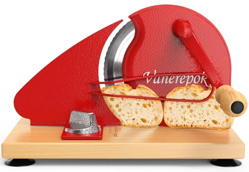 Upgrade Manual Bread Slicer for Homemade Sourdough Bread, Classic Hand Crank Home Bread Slicer With Scale Line and Steel Fence, Sharp Blade, Adjustable Width for Homemade & Commercial Use