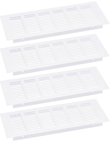 QUARKZMAN Cubierta de Rejillas de Ventilación, 4 Piezas 250 x 80mm - Cubierta de Rejilla de Ventilación de Malla de Aleación de Aluminio, para Armario de Zapatos y Armario (Blanco)