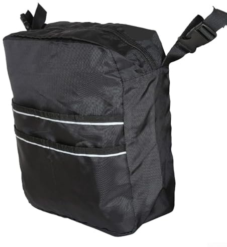 Mobility Scooter Storage Bag, Black Wheelchair Back Organizer With Reflective Stripe Oxford Cloth Seat Backpack Storage Bag For Power Chairs Transport Chairs