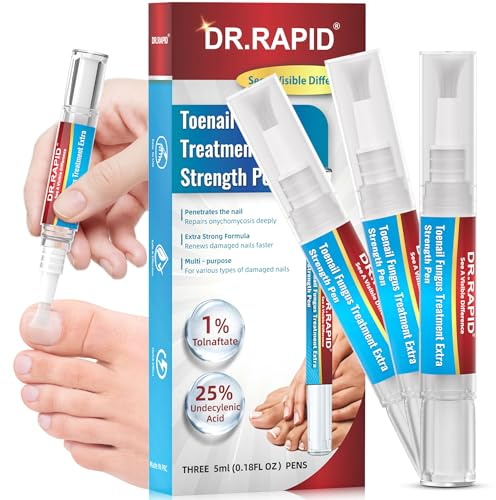 Toenail Fungus Treatment Extra Strength - DR.RAPID Toenail Fungus Treatment Pen with 25% Undecylenic Acid & Tolnaftate, Ideal for Fungus Treatment for Damaged Nails & Fingernails 5ml/0.18FLOZ 3Pcs