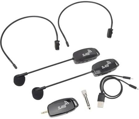 Sonew Casque de Microphone sans Fil avec Réduction du Bruit et Système de Micro à Double Casque Rechargeable de 2,4 G pour l'enseignement et l'utilisation de la Scène