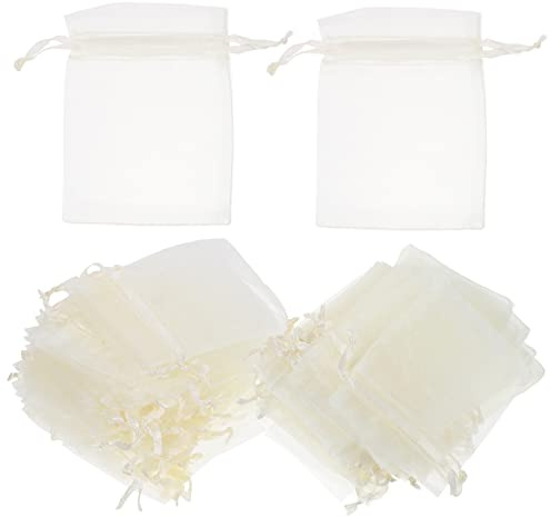 VALICLUD 100 Stück Organza Beutel Kleine Schmuckbeutel mit Zugband Transparente Geschenkbeutel für Hochzeit Party Süßigkeiten Candy Stoffsäckchen Praktische Aufbewahrung