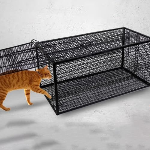 Katzenfalle, Lebendtierfalle, Käfig, Katzenfalle for Streunende Katzen, Waschbärfalle for Kleine Streunende Katzen, Waschbären, Eichhörnchen(39 * 18 * 18CM)