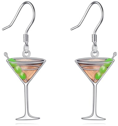 DAYLINLOVE Cocktails Earrings 925 Sterling Silver Martini/Margarita/Champagne Dangle Earrings Cocktails Jewelry Gifts for Women Girls