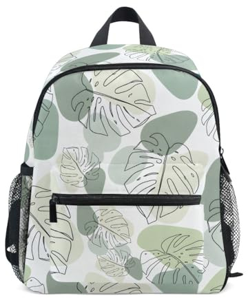 OWFKAY Monstera White Green Children's backpacks for Boys Girls Kids Rucksacks Toddler Backpack Small Nursery School Bags