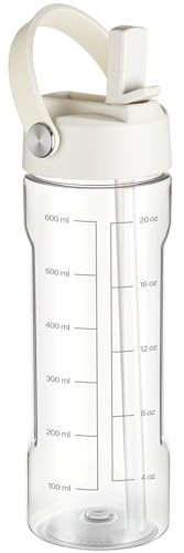 GOPPUS 600ml/20oz Clear Water Bottle with Straw, Tritan Leakproof Sports Drinking Bottle, BPA Free Wide Mouth Gym Bottle with Handle and Measurement Marks for School, Gym, Travel (Transparent)