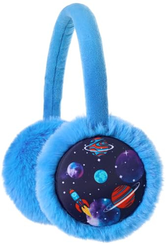 Kids Earmuffs Warmer Ear muffs Winter Fleece Earmuffs Warm Ear Covers for Toddle Girls Boys (Blue Space)