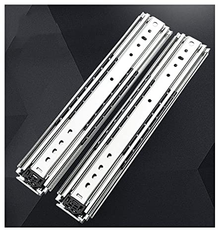 Guide per cassetti resistenti, 3 rotelle con cuscinetti a sfera in acciaio inox, montaggio laterale, capacità di carico 450 mm, 1 paio, hardware per un funzionamento regolare