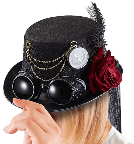 Manolyee Steampunk Hut Herren Gothic Stil | Damen Hut im Viktorianischen Stil,Kopfaccessoires Für Cosplay Kostüm Requisiten Halloween Maskenball Festival
