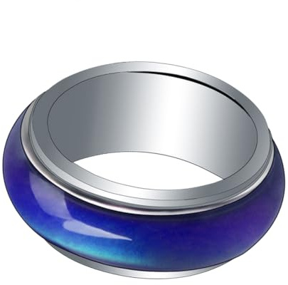 TOYANDONA Modischer Stimmungsring 8mm aus Leichtmetall mit Farbwechsel durch Temperatur für Damen Herren und Kinder Temperaturabhängiger Farbwechselring für Alltag und Geschenk
