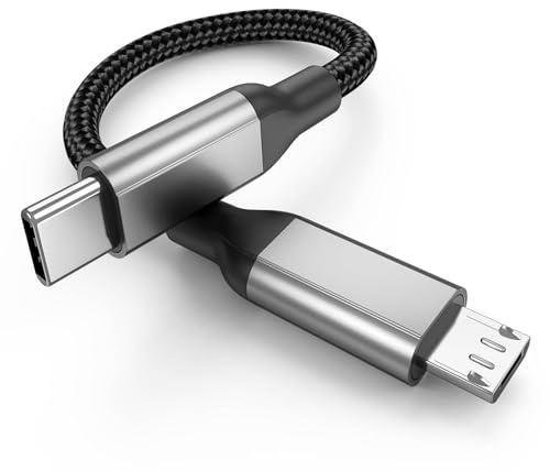 Câble USB C vers Micro USB court 0,3 m, câble de données USB 2.0 haute vitesse 2,4A, câble de charge Micro USB vers USB C 0,3 m pour Android Samsung Galaxy S7/ S6/ S4/ J7/ J5/ Note 5, LG, Nokia