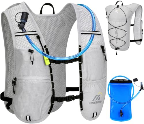 ONETOALL Laufweste Damen mit 500ml Trinkflasche/2L Trinkblase, Leichter Trinkrucksack Laufen Herren 6L, Runing Vest Reflektierend für Joggen, Trailrunning, Fahrrad, Marathon, nur 150g