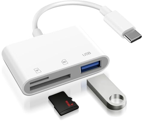 USB C SD Kartenleser 3-in-1 USB 3.0, SD Karte Adapter USB C & MicroSD Kartenleser mit Dual Slot und USB-A, Adapter Speicherkarte auf USB C für iPhone 15/16/17, iPad, MacBook