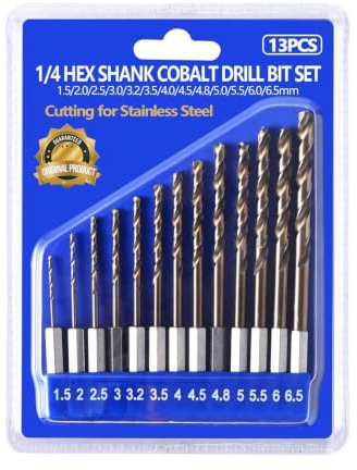 Yeahsoou Cobalt Hex Drill Bit Set（1.5mm-6.5mm/13-Piece), M35 HSS Impact Drill Bits for Metal and Hard Steel, with Index Holder
