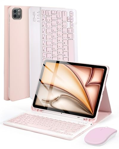 kantaj Funda con teclado para iPad de 11 y 11 pulgadas con mouse para iPad Air de 11 pulgadas M4 2026/M3 2025/M2 2024, iPad Air de 10.9 pulgadas 5ª/4ª, teclado inalámbrico magnético, funda para iPad