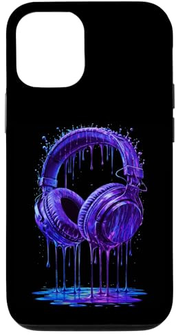 Casque Audio Bleu électrique DJ Gamer Musique Art Paint Drip Coque pour iPhone 12/12 Pro