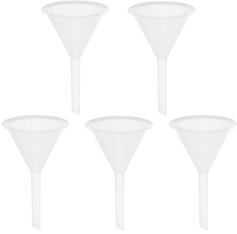 Entonnoir en Plastique 60ml, Lot de 5, pour Eau et Huile | Format Compact Protection Anti-débordement Conception Empilable Blanc Usage Laboratoire et Vidange Auto