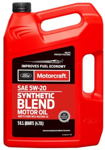 Motorcraft SAE 5W-20 Synthetic Blend Motor Oil - XO-5W20-5Q3SP - 5 Quart Jug (For Select Models and Years of Ford, Lincoln, and Mercury Vehicles)