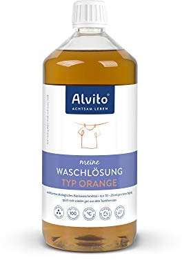 Alvito Typ av tvättlösning orange, ekologiskt tvättmedelskoncentrat, hudvänligt, hållbart och veganskt, dermatologiskt testad, 1 l